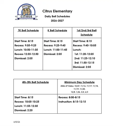 Bell Schedule