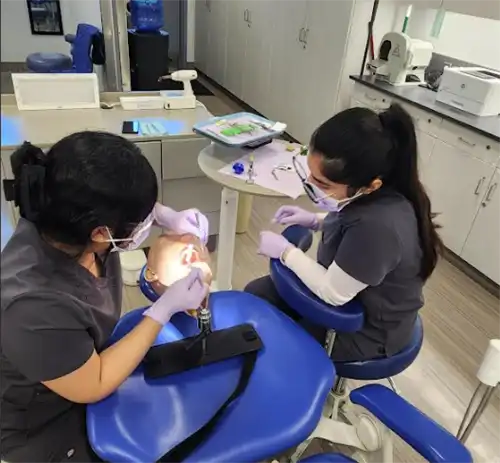Dental Students get hands on practice with a dental manikin