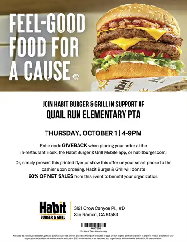 habit burger fundraiser 10/1/26