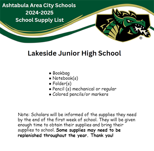 Lakeside Junior High Supply List