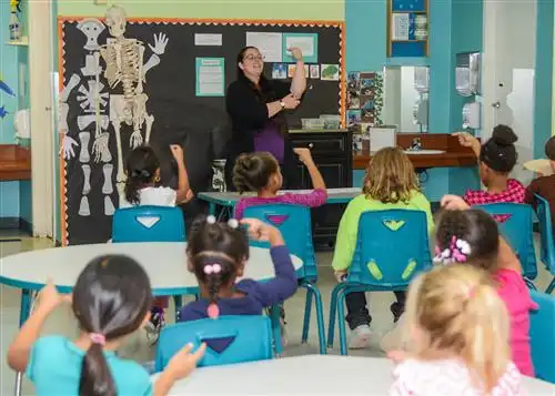 Teacher teaching kids sign language 