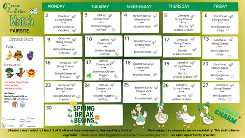 Farsite March 2026 Menu