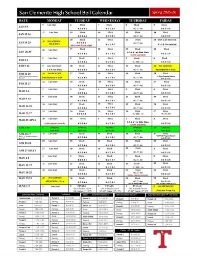 Spring Bell Calendar