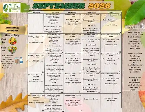 SEPTEMBER MENU