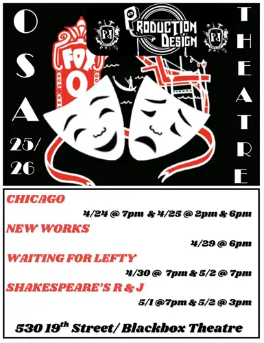 Theatre comedy tragedy masks with dates