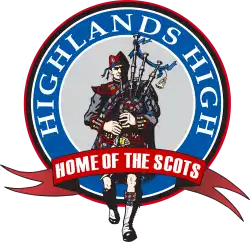 highlands high school home of the scots school logo.