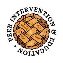 circle with lattice pie crust inside and words around the outside of the circle