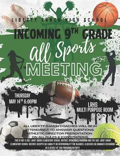 Incoming 9th Graders All LRH Sports Meeting Flyer - English