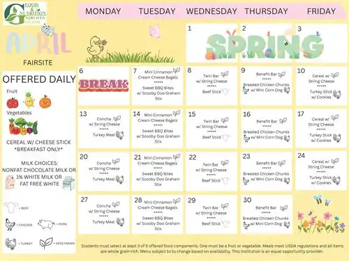 Fairsite April 2026 menu