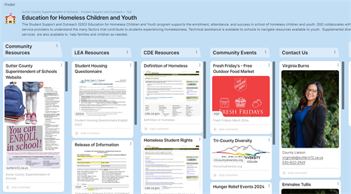 Picture of the Education for Homeless Children and Youth Padlet where resources are listed