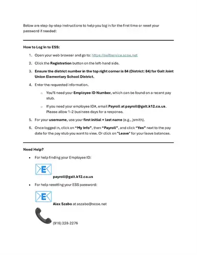 ESS Log In Instructions