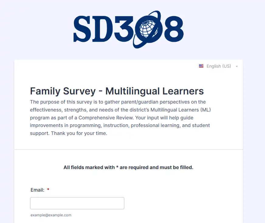 Click the "English" button in the top right of the form to translate to Spanish