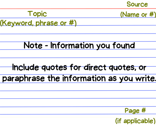 example notecard