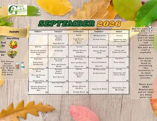 SEPTEMBER MENU
