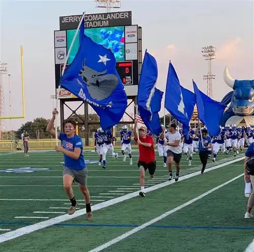 students running flags