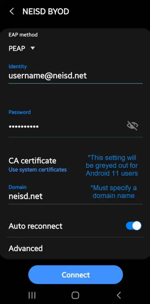 Picture showing how to connect to BYOD