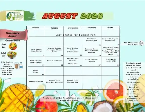 AUGUST MENU