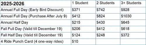 Bus Pass Prices