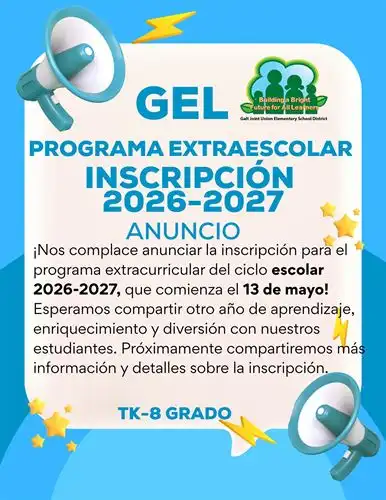 GEL 2026-2027 Registration Coming Soon Flyer - Spanish