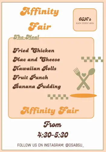 Affinity Food Fair Menu