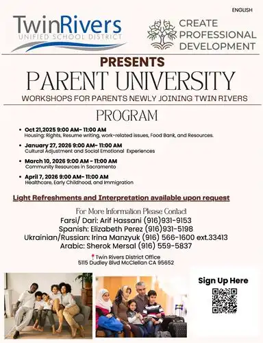 CREATE PD Parent University flyer