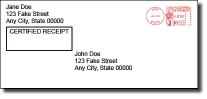 envelope showing certified mail example 