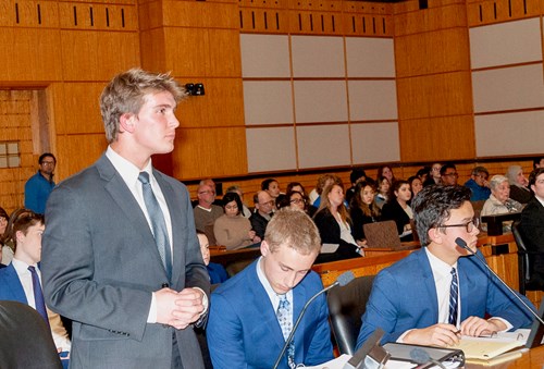 students participating in a mock trial