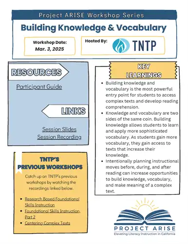 TNTP workshop flyer
