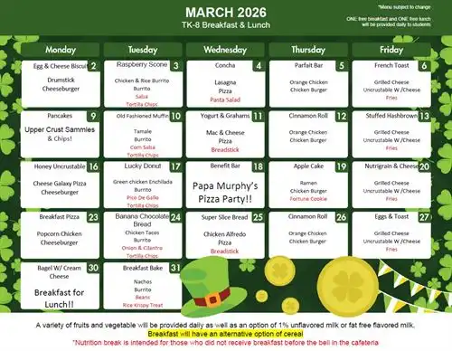 TK-8 Breakfast & Lunch Menu