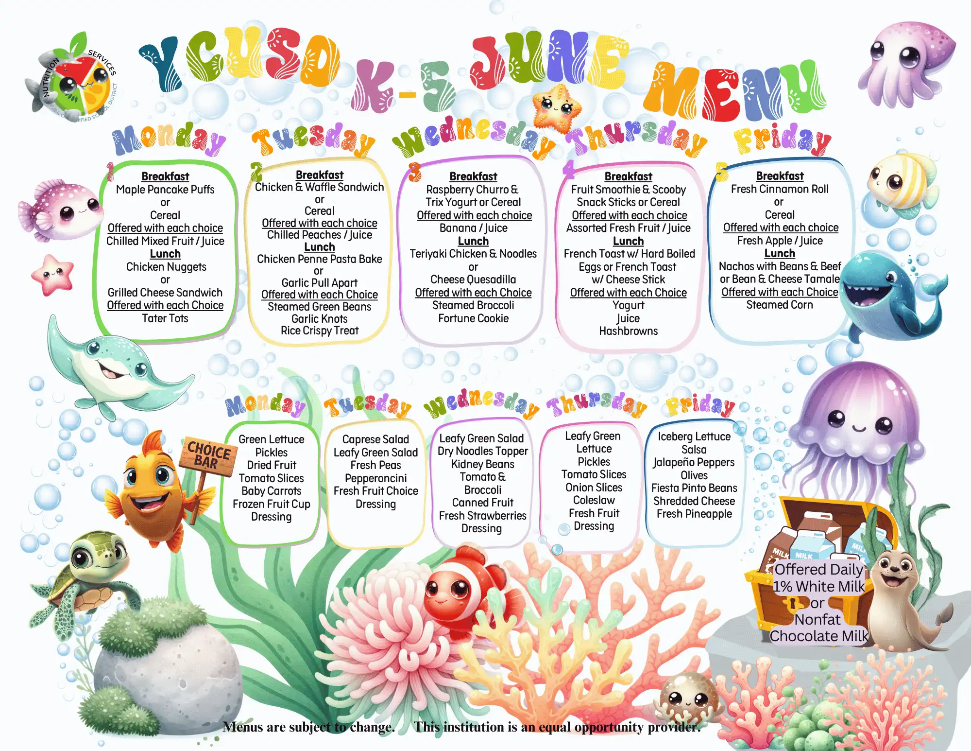 K-5 June 2026 Consolidated Menu