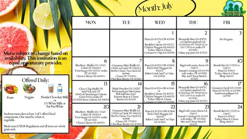 Summer 2026 GEL July Menu