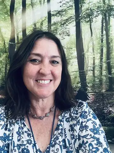 smiling woman with dark hair