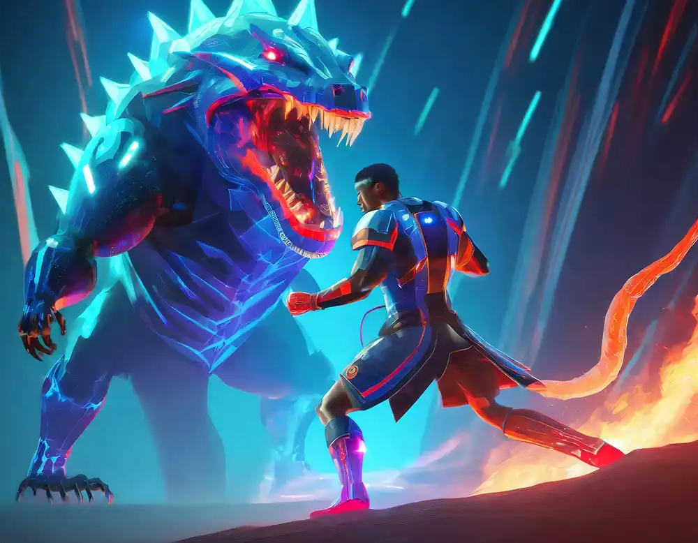 Digital Art of Dino and Hero