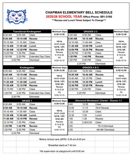 25-26 Bell Schedule