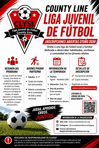 County Line Youth Soccer Flyer - Spanish