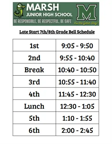 late start 7th 8th schedule