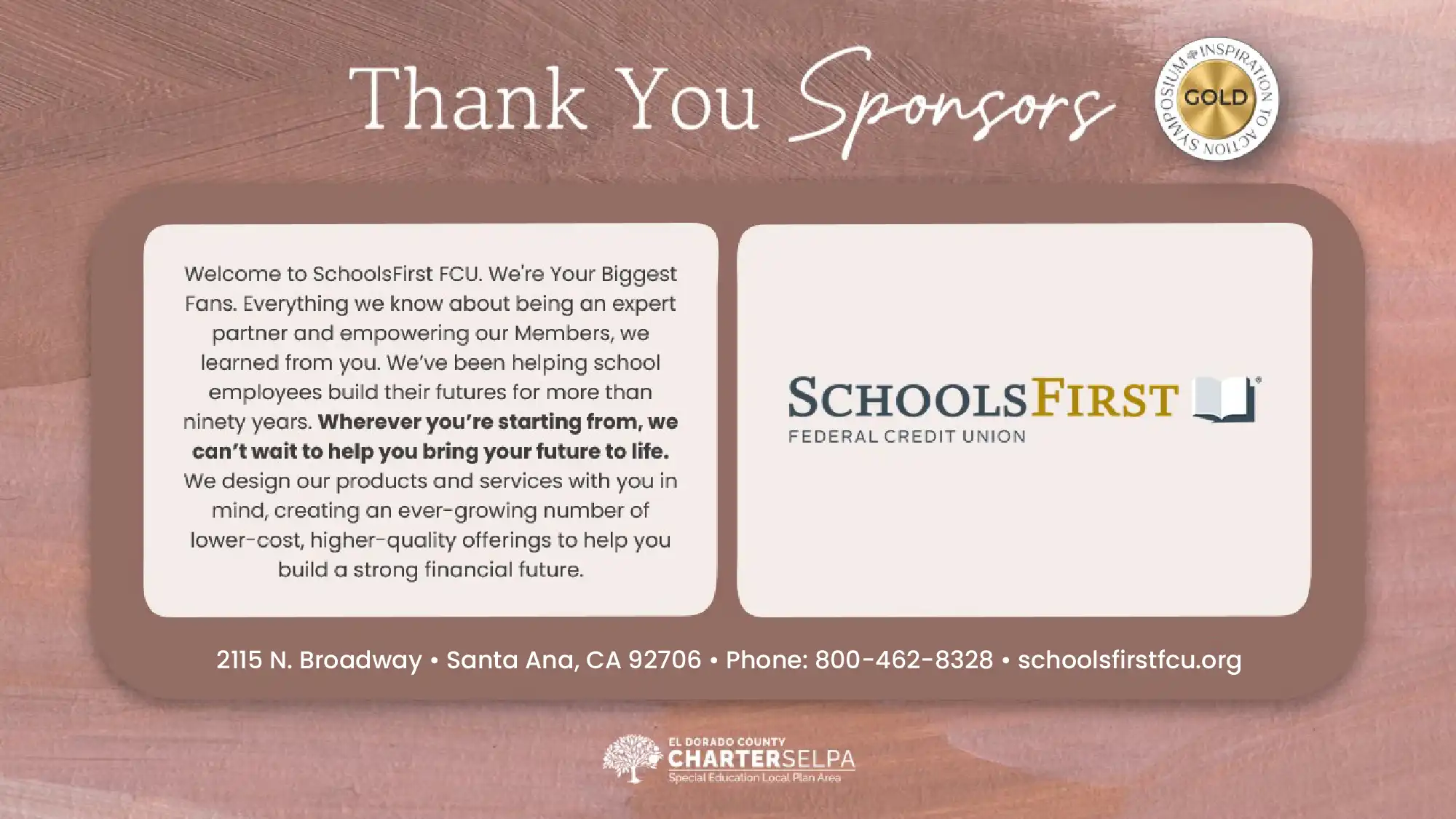 2025 Gold Sponsor - SchoolsFirst Federal Credit Union