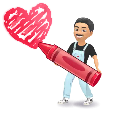 Cartoon Mr. Louis drawing a heart