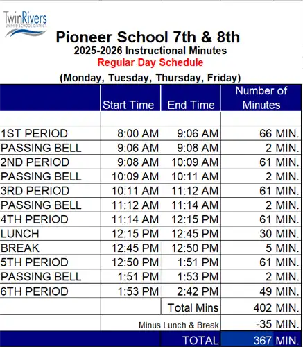 25-26 Regular Schedule