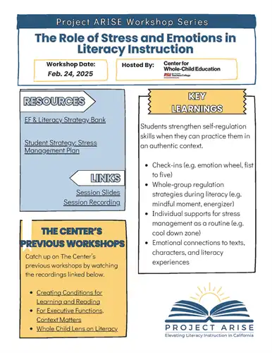 Stress and Emotions info flyer