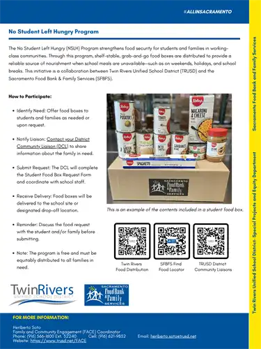 No Student left hungry program flyer