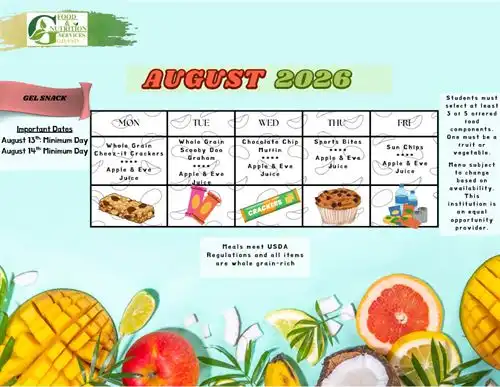 AUGUST MENU