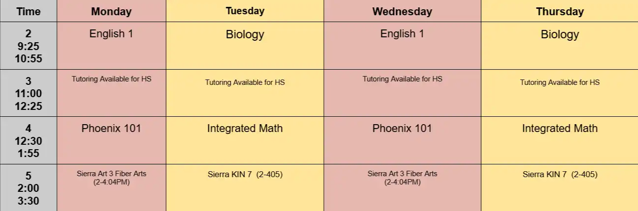 Schedule example