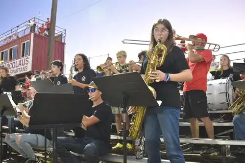 The band performing at a football game
