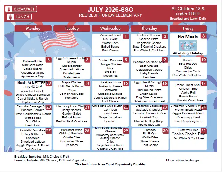 26 July sso menu
