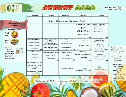 AUGUST MENU