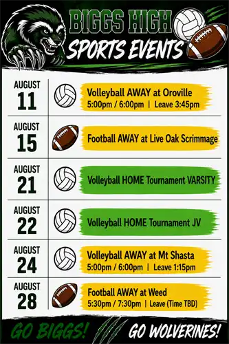 August Sports Events