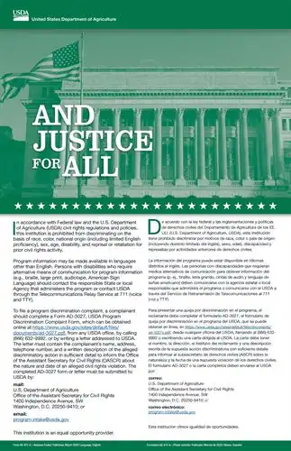 USDA civil rights regulations and policies - Justice For All flyer