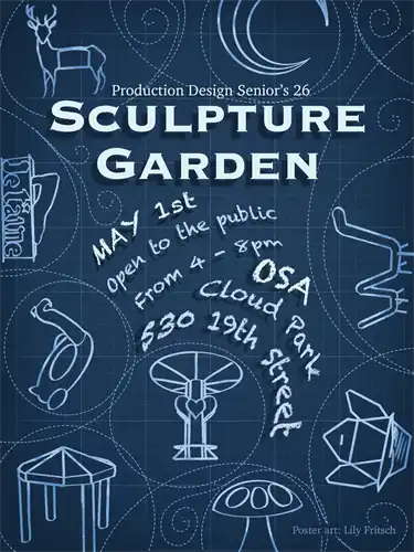 Blue background with various hand drawn images