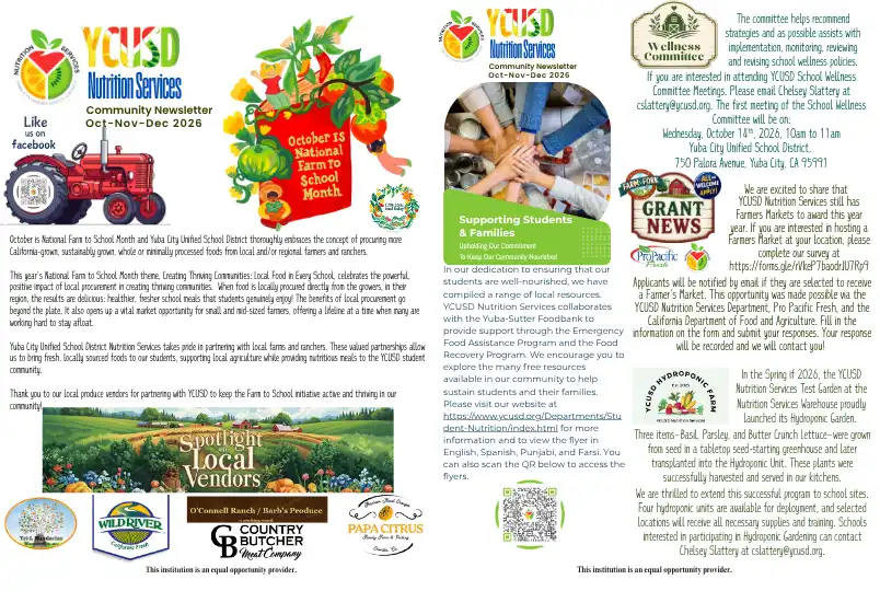 YCUSD Nutrition Services Community Newsletter 4th Quarter 2026